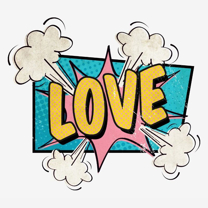 Love exploding comic style in love gift