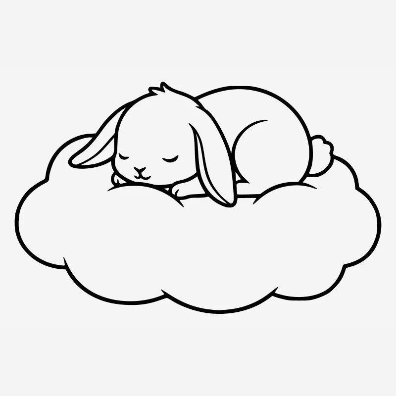 Sleeping Bunny Cloud Outline Vector
