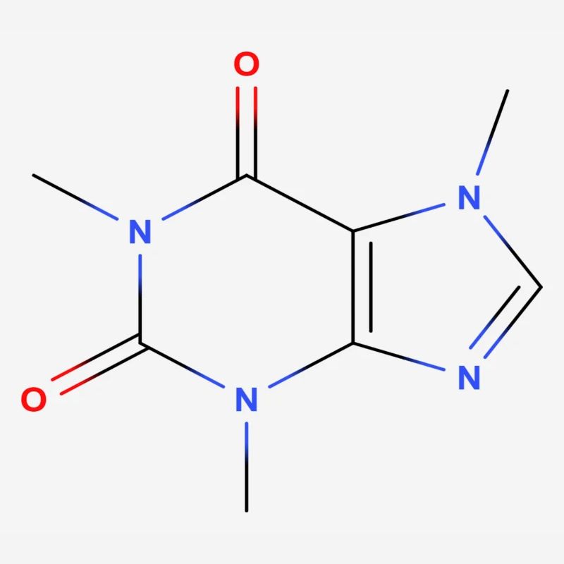 Caffeine Molecule - Colored Structural Formula