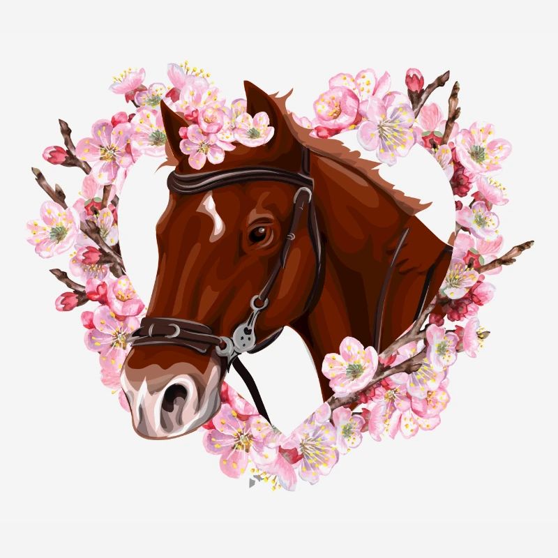 Cheval mignon avec coeur de fleur
