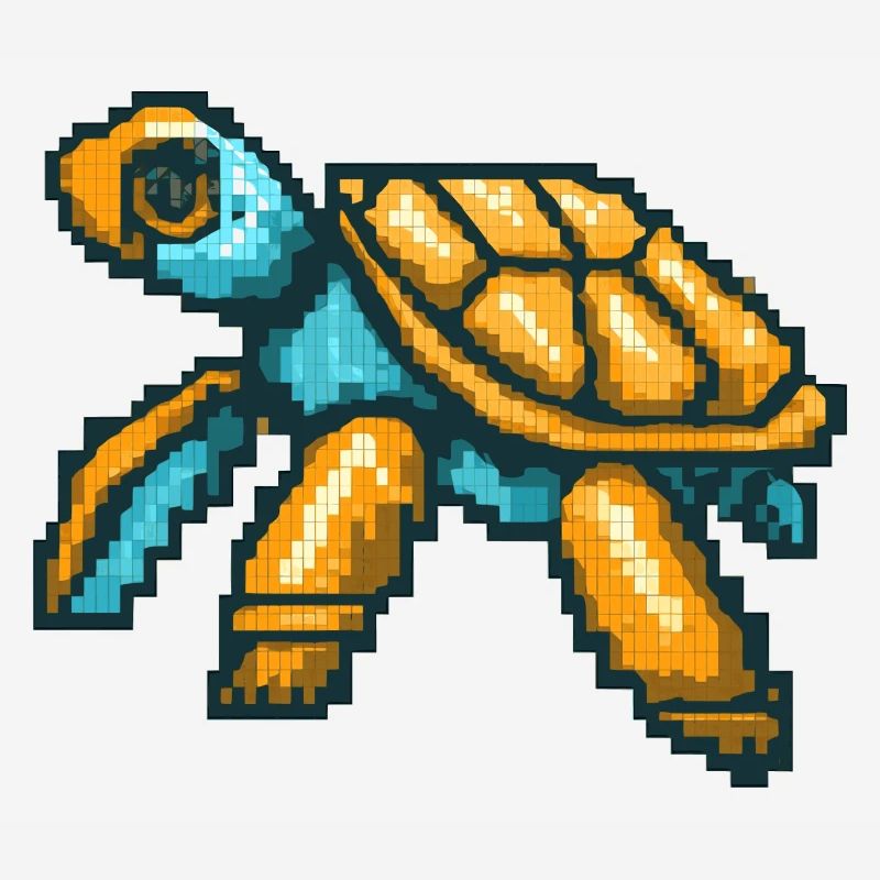 Pixel turtle dans un style 8 bits nostalgique