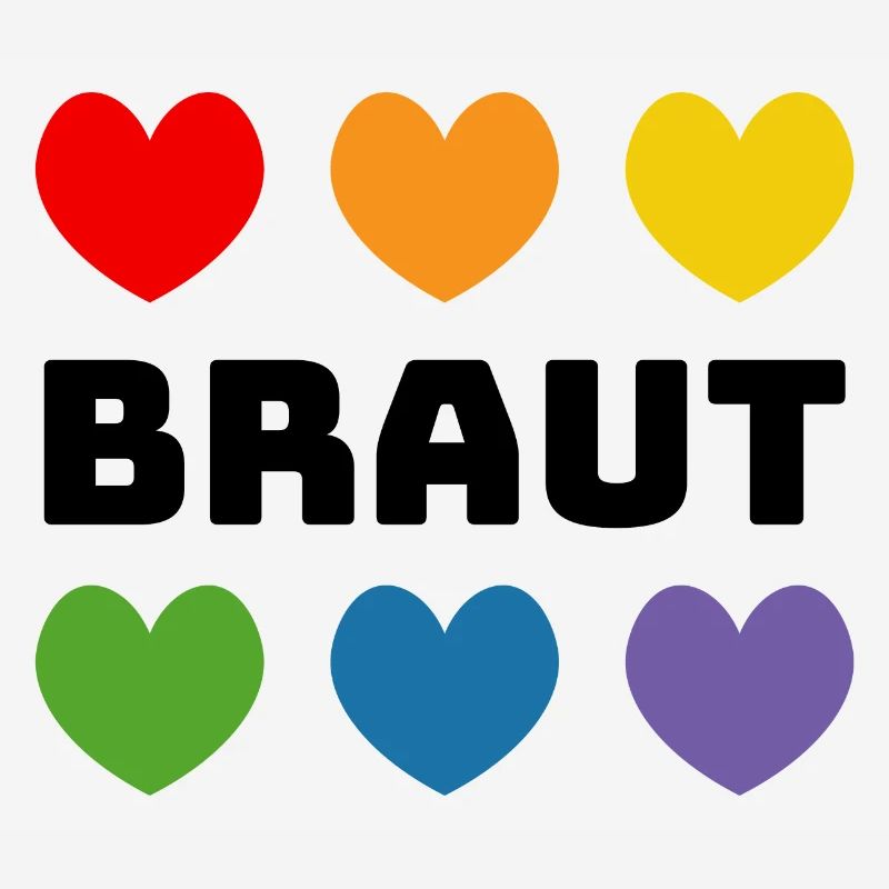 Regenbogenherzchen Braut schwarz