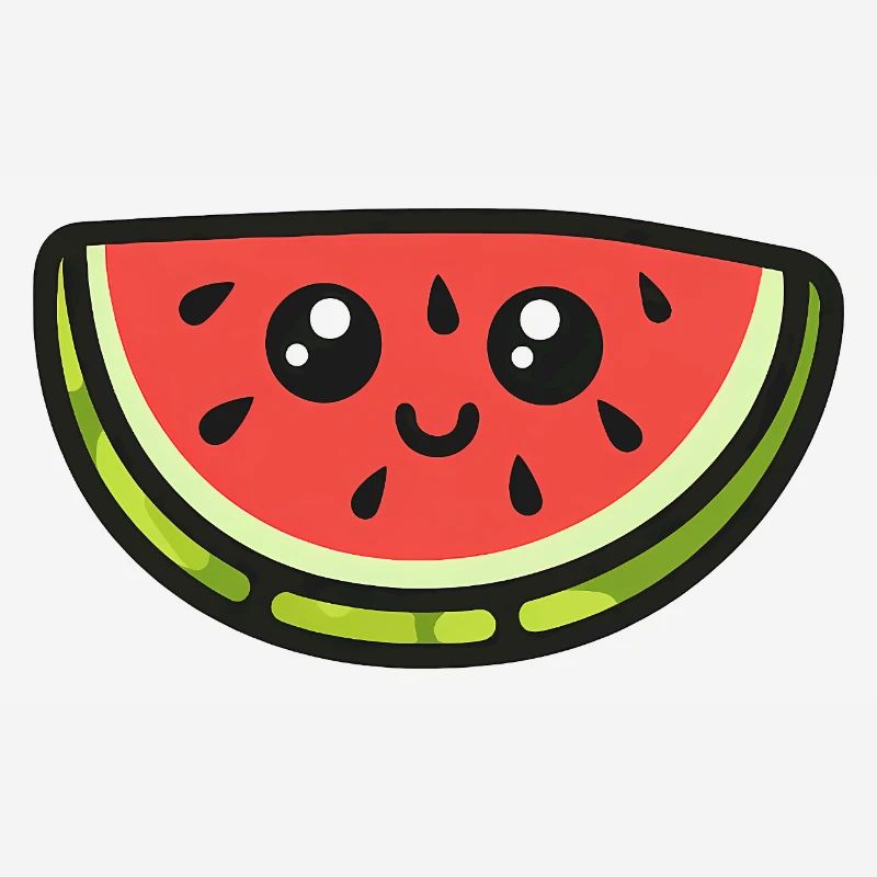 Dessin animé mignon de tranche de pastèque