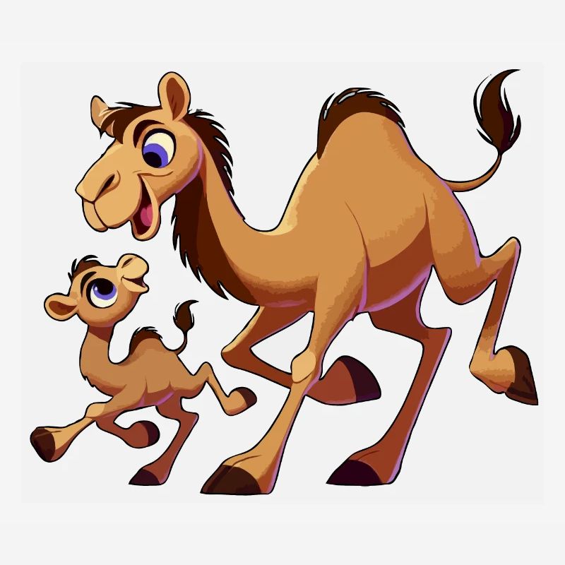 Kamelmutter mit herumtollendem Kind