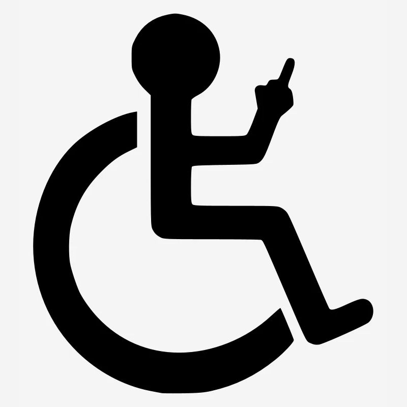 Rollstuhlfahrer mit Mittelfinger #