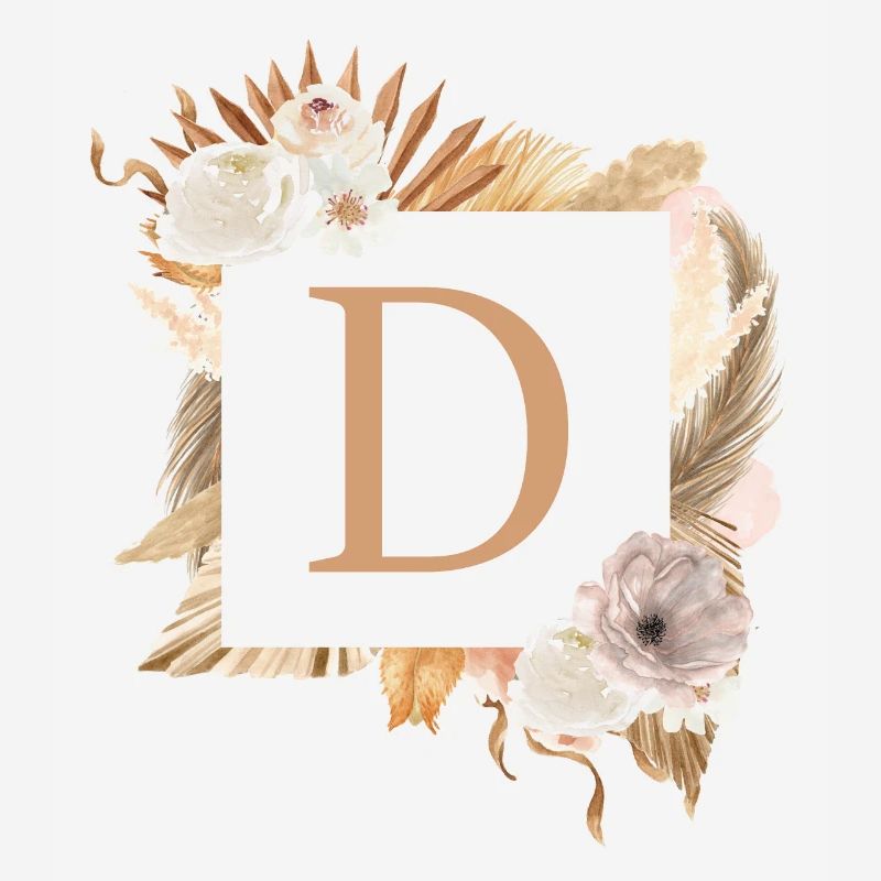 Personalisierbar Monogramm D Boho Palmen Blumen
