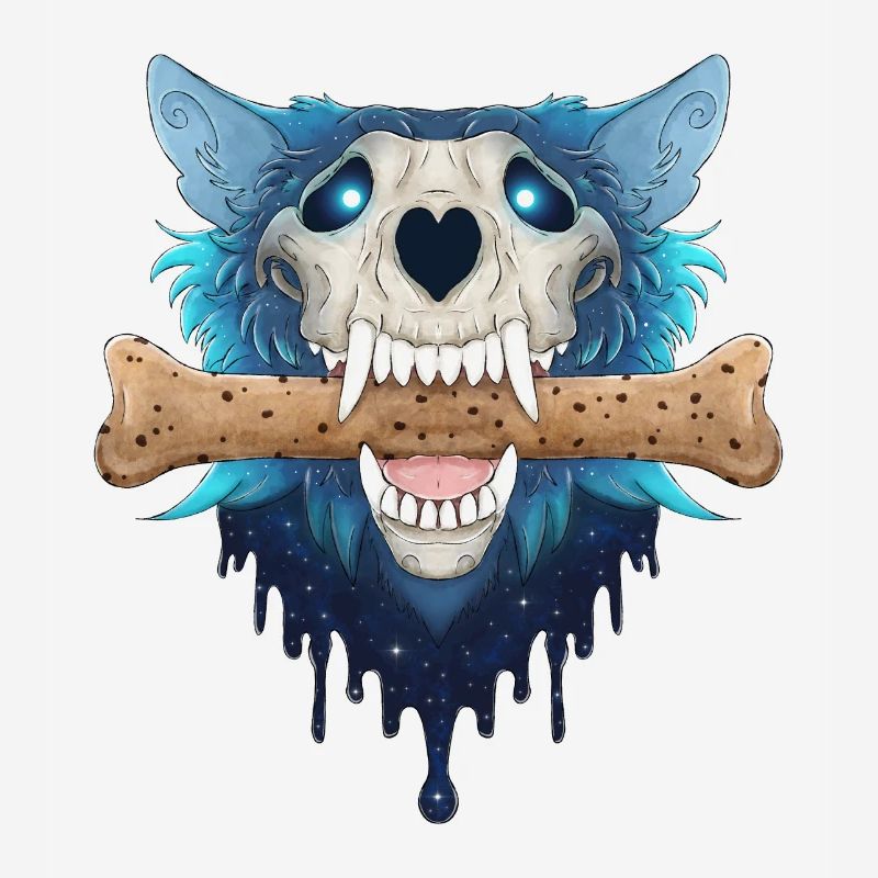 Hellhound Skull - Demonic Blue Wolf & Cookie Bone
