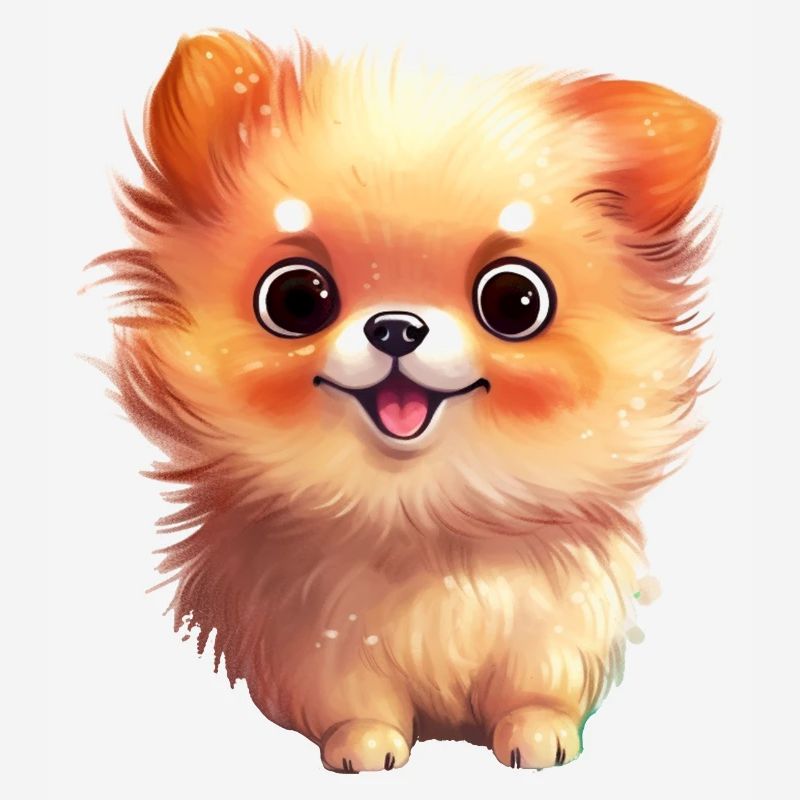 Dessin à l’aquarelle miniature de Spitz