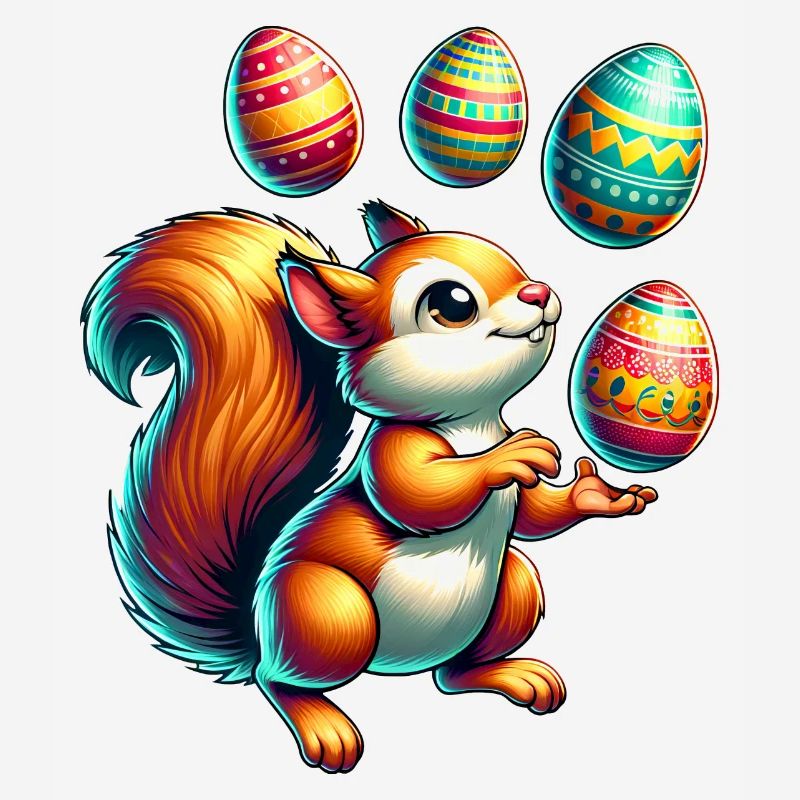 Cute Squirrel Juggling Easter Eggs Comic