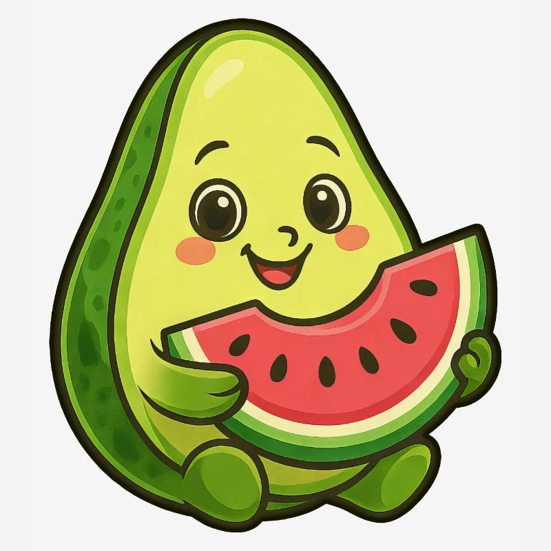 Avocat, melon, pastèque, fruit d’été, design