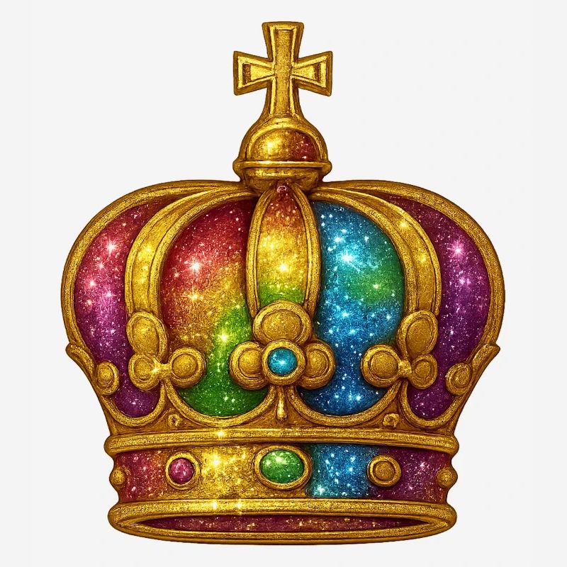 Regenbogen-Glitzerkronen-Design