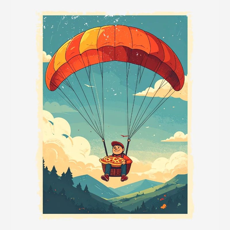 Adventurous Pizza Flight Illustration