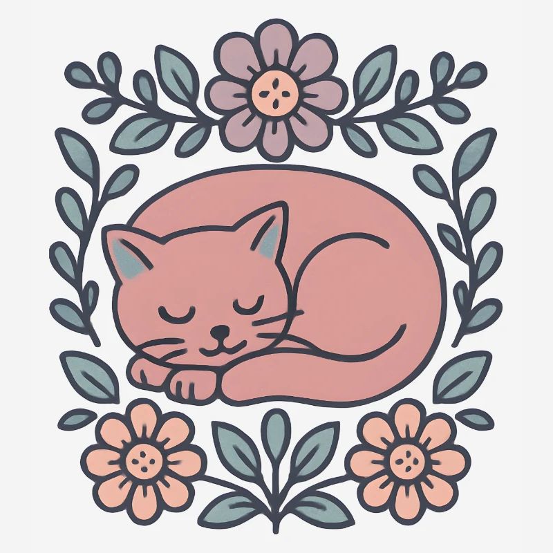 Un chat repose dans une couronne de fleurs
