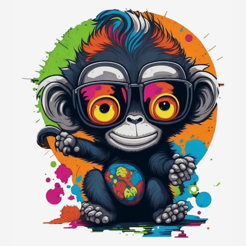 Neon Spectacled Monkey Splash - Monkey - Monkey