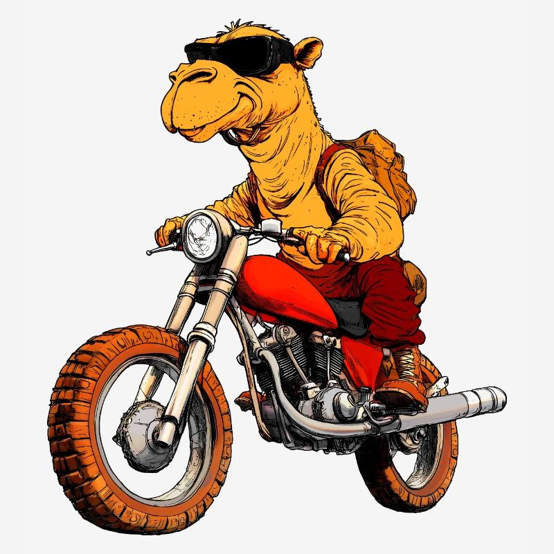 Kamel Motorradfahrer