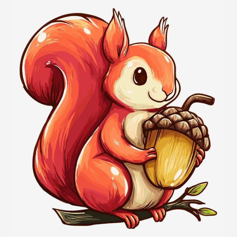 Cuddly squirrel with acorn