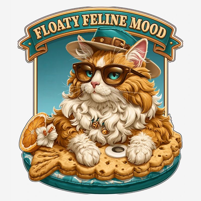 Floaty Feline Mood Cool Cat on Summer Pool Float