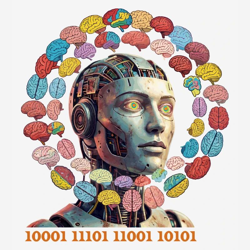 AI brain magic in colorful orbit