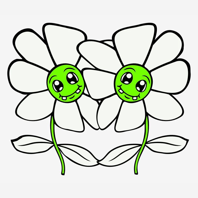 Zwei Hübsche Schöne Blümchen Blumen Blüten Freunde