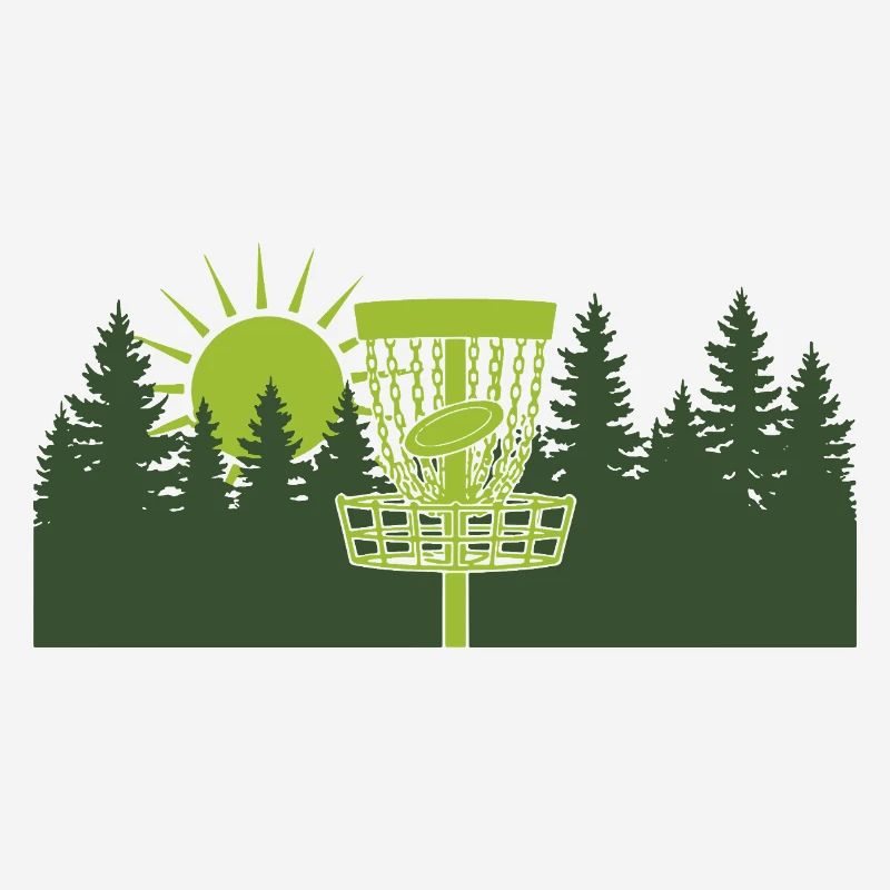 Disc Golf Sunrise in Forest Scene