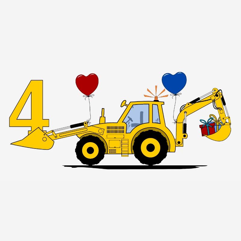 4. Geburtstag Bagger Traktor