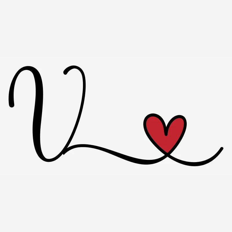 Buchstabe V Monogramm Initiale Herz