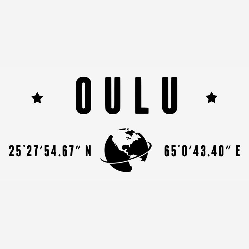 Oulu GPS Coordinates Black Typography