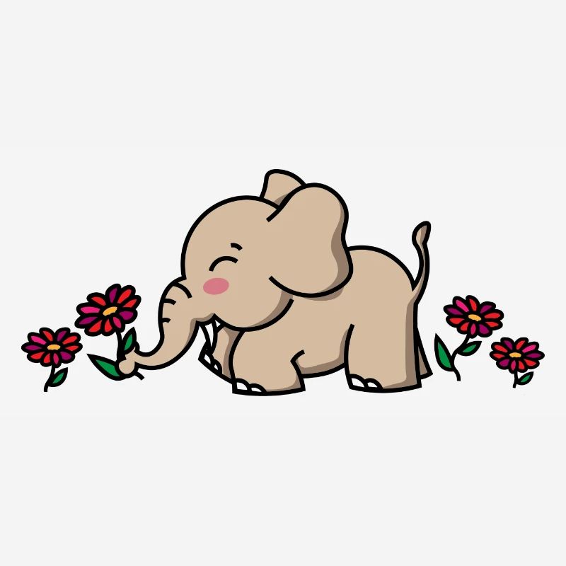 Bébé éléphant cadeau avec fleurs / fleur d’éléphant