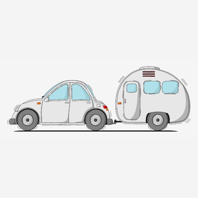 Car with caravan grey