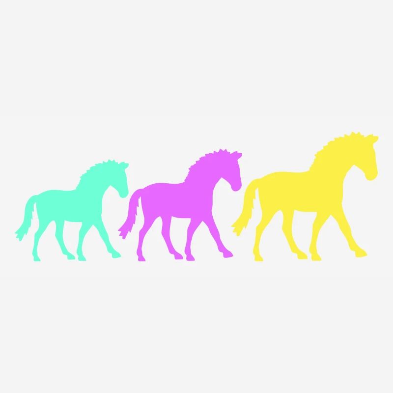 3 chevaux silhouette équipe cavalier équitation amis mignon