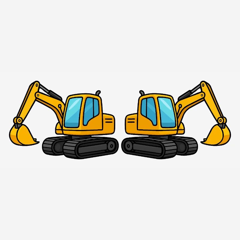 Double construction machinery silhouette