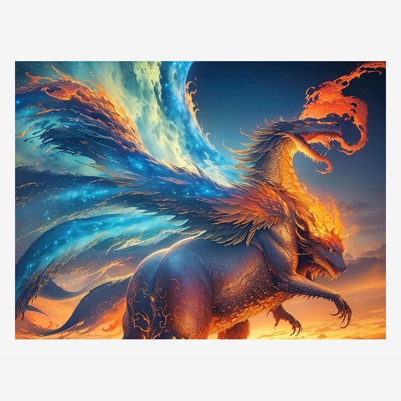 blue red sky with a creature generated ai