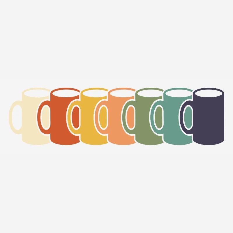 Rangée des tasses arc-en-ciel