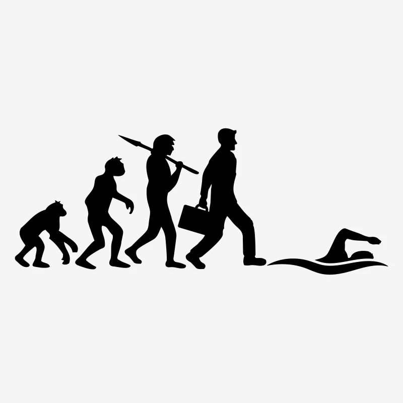 evolution development born to swim logo s