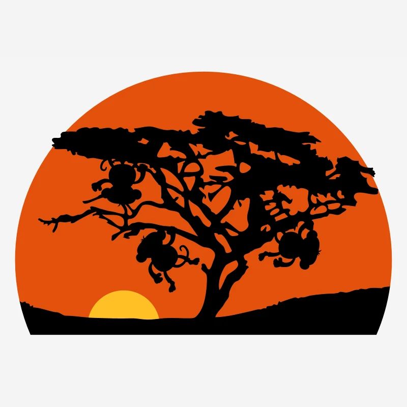 Singe du coucher du soleil de l'Afrique arbre