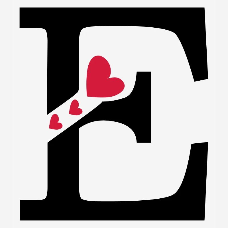 Capital letter E with hearts