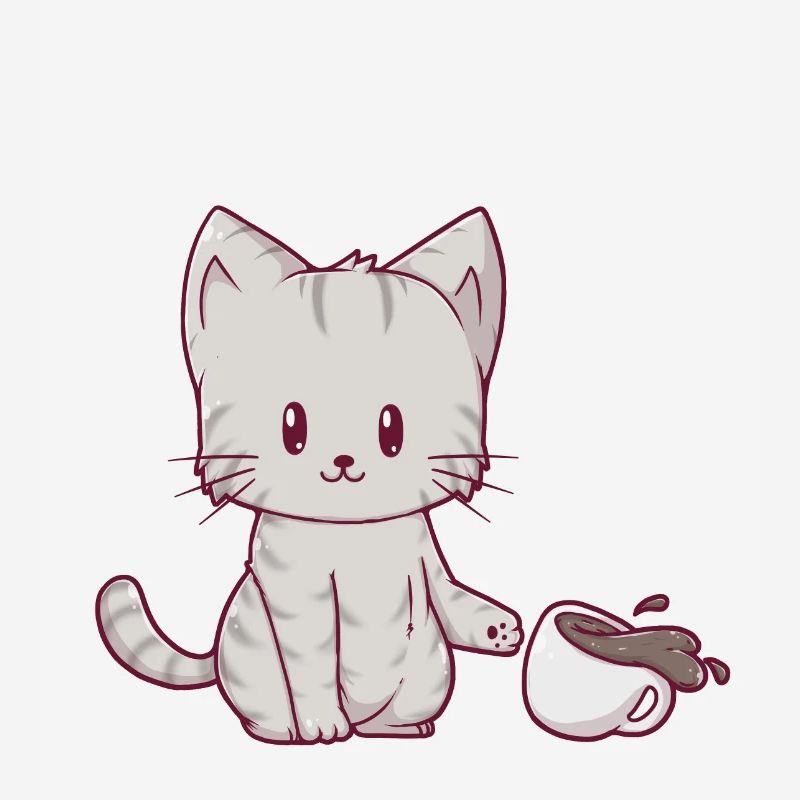 Chat mignon avec café