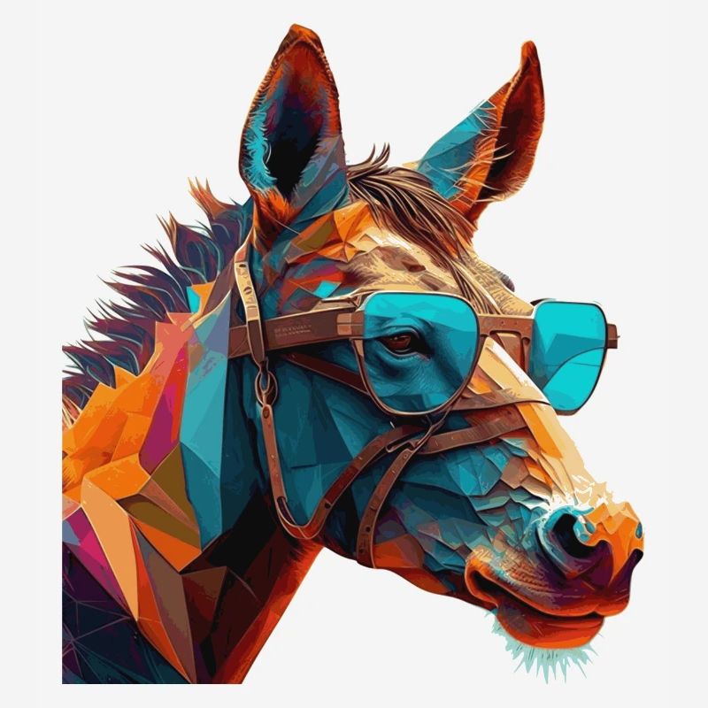 Donkey as vector and polygon with smart glasses