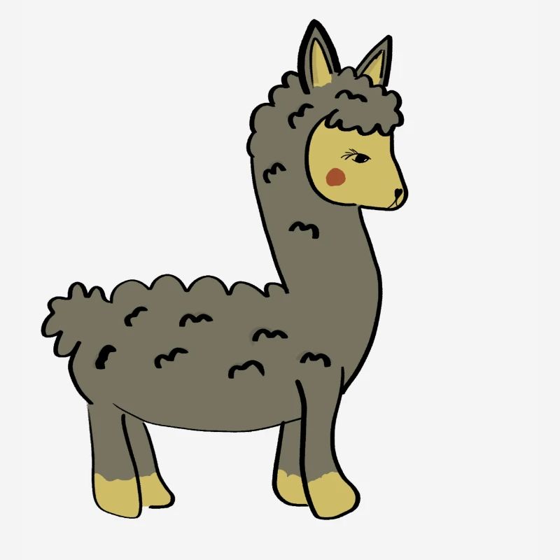 Playful llama with braid and button ears
