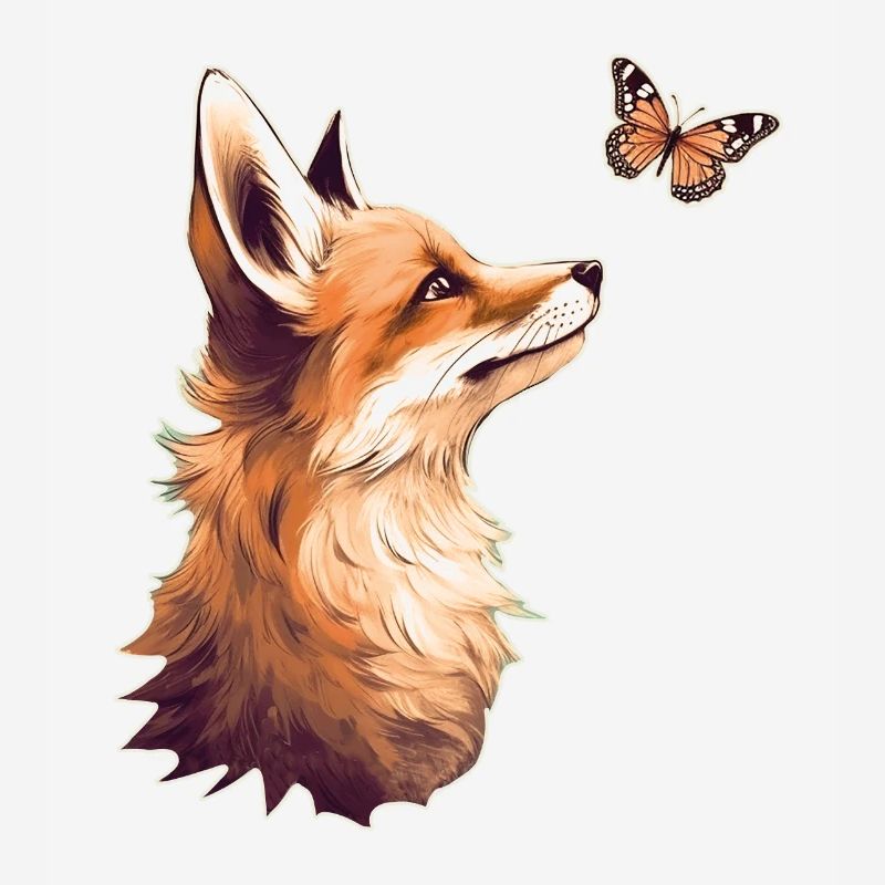 Fox with butterfly