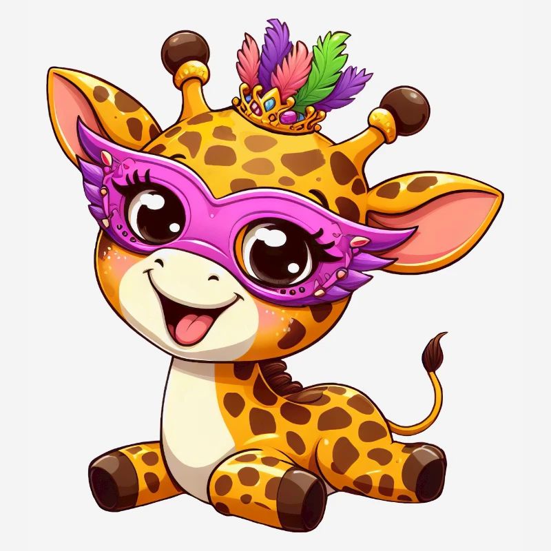 Girafe comique de Mardi Gras : Douce célébration