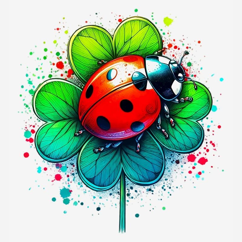Ladybug on a four-leaf clover
