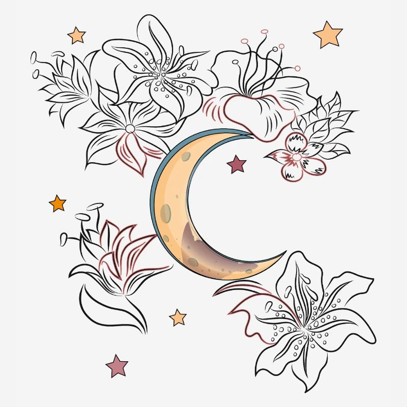 Lune avec des fleurs