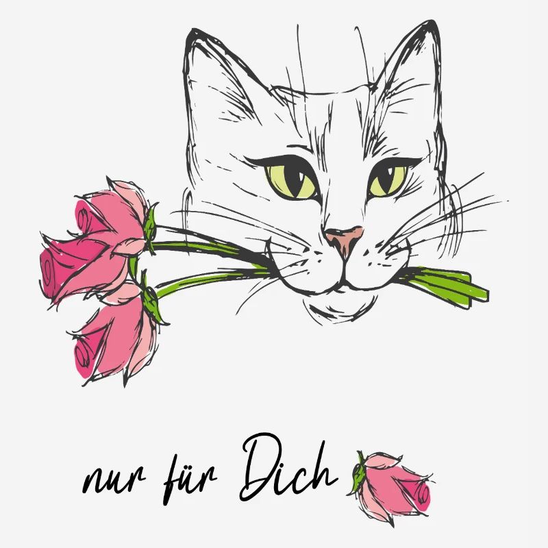Cat with roses