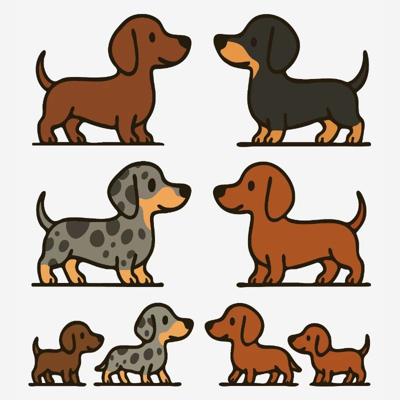 Dachshund Quartet Illustration Pack