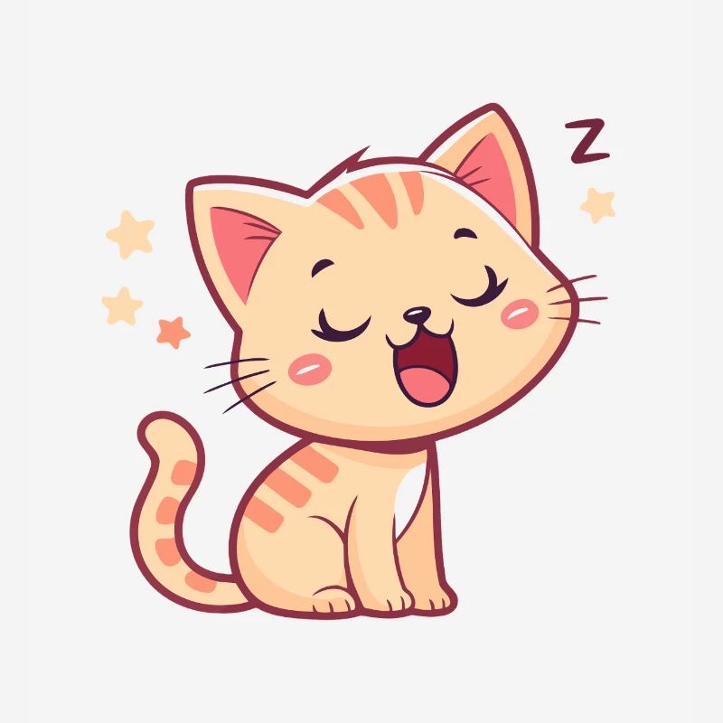 Sleeping Kitten and Pastel Stars