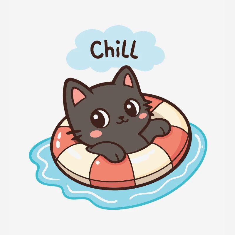 Chat Chill en Bouée
