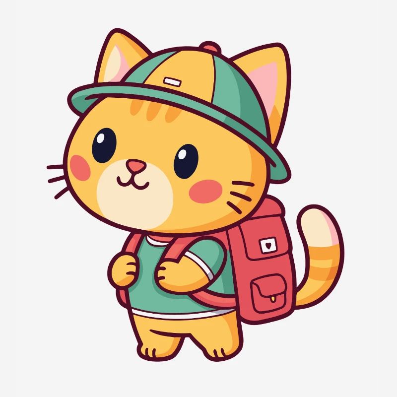 Explorer cat with backpack