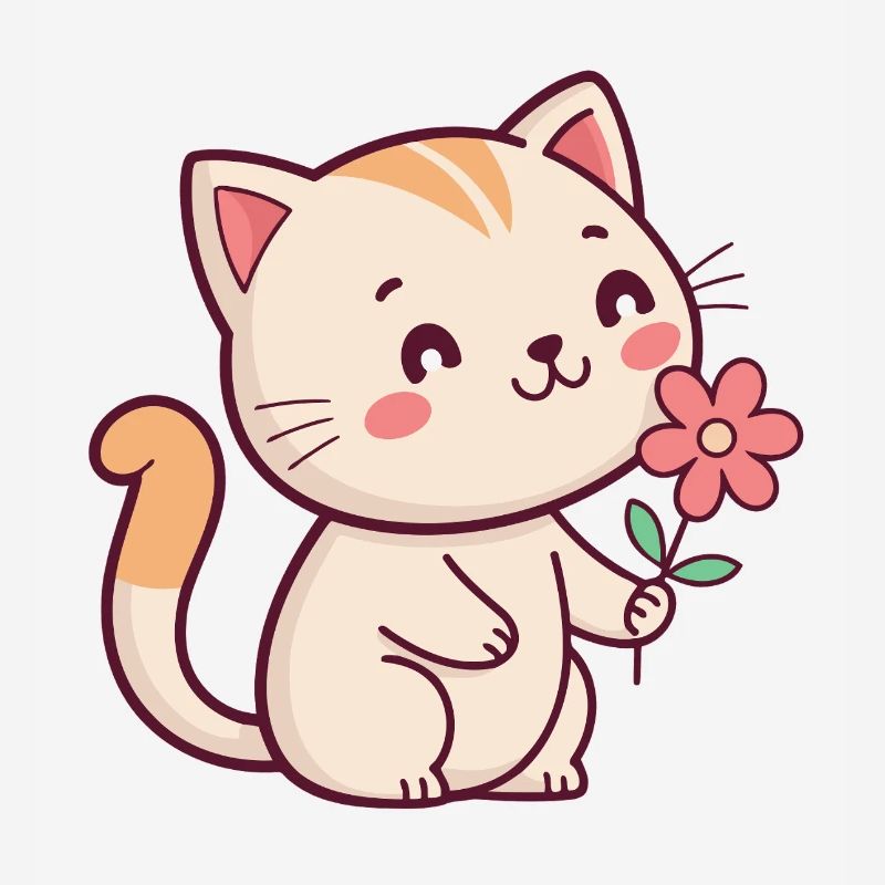 Chaton et fleur