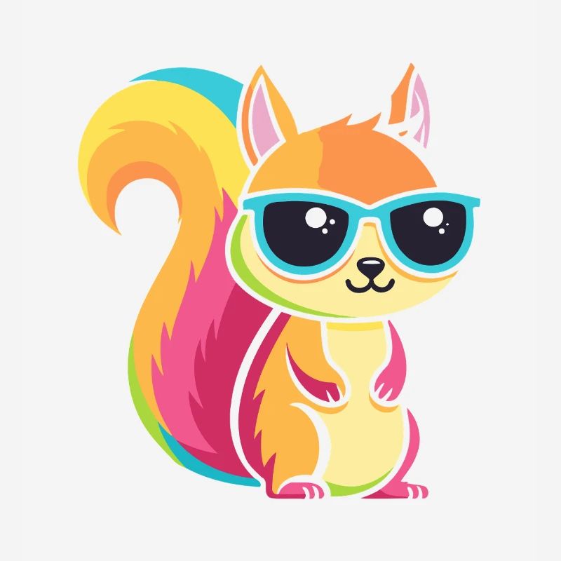 Rainbow Squirrel with Glasses